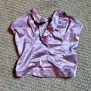 Free People Pink Satin Ruffle Top